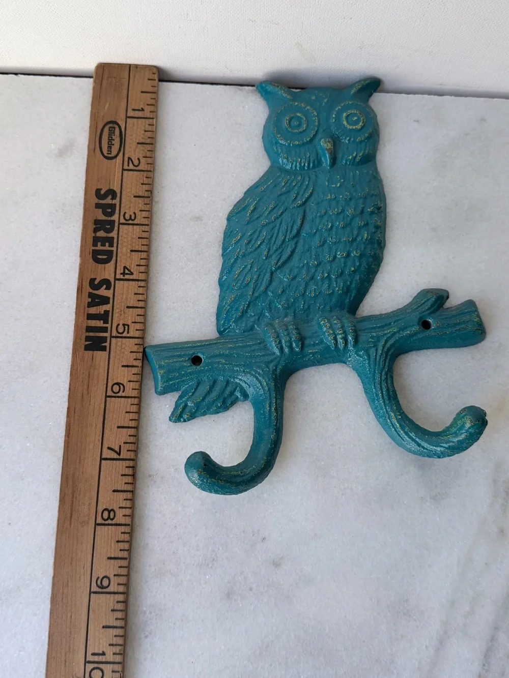 Teal Owl Wall Hook | Decorative Cast Iron Coat Hook